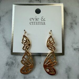 Evie & Emma Gold Tone Butterfly Drop Earrings